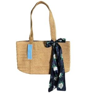 NWT Draper James Everyday Straw Bag with Scarf